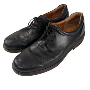 Ecco Holton Apron Toe Tie Oxford Shoes Men EU 42 US 8 Black Leather Dress Lace